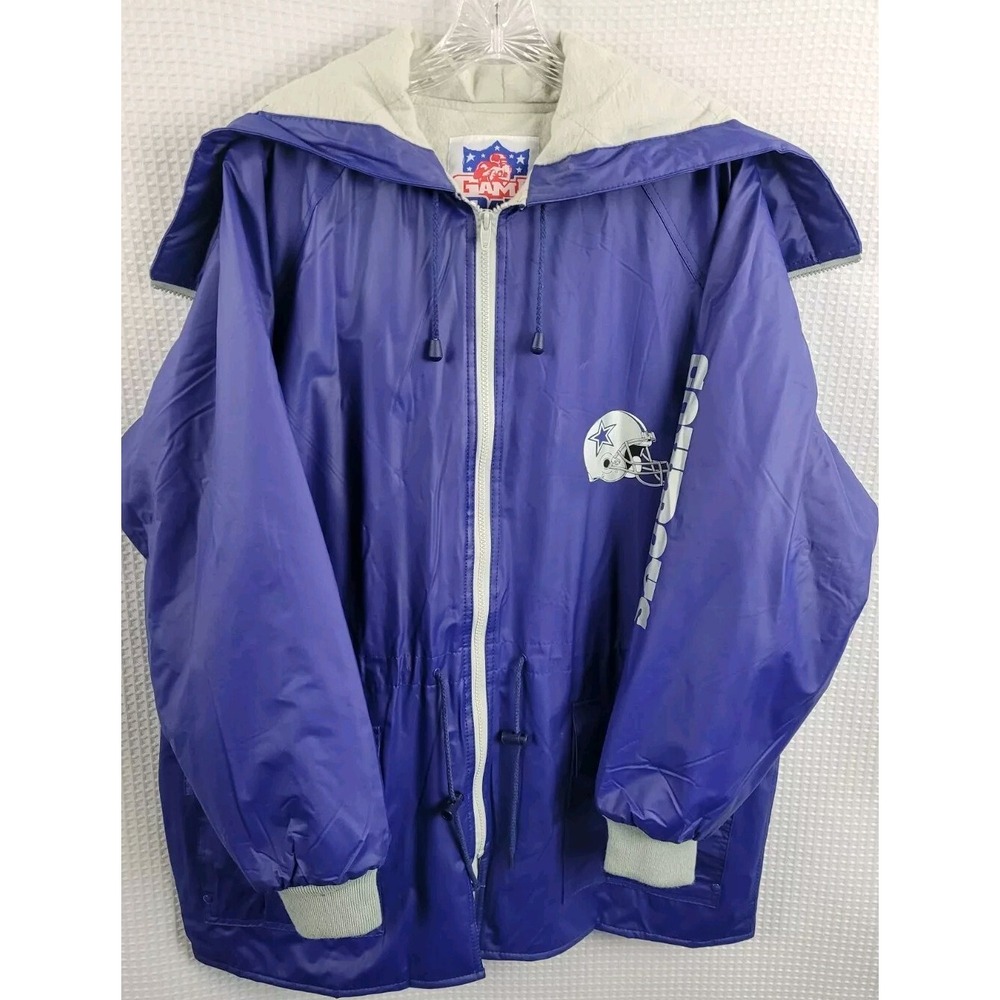 Game Day NFL Dallas Cowboys Rain Coat with Quilted Flannel Lining Hooded Large